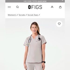 Figs V-Neck Scrubs - Light Gray